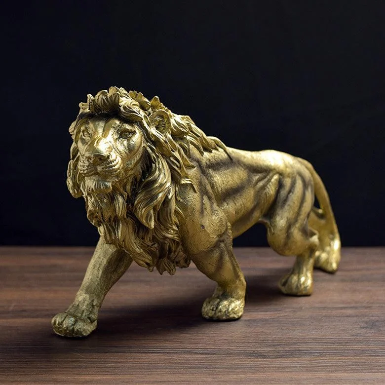 Golden Lion King Statue - Homeko