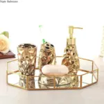 Golden Ceramic Bathroom Ensemble