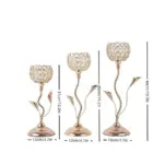 Golden Crystal Flower Shape Candlestick Holder Set tag1