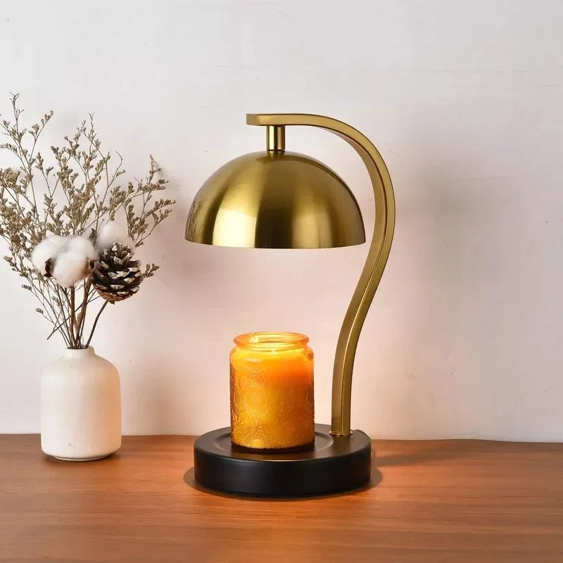 Golden Curved Bar Stand Retro Candle Warmer -