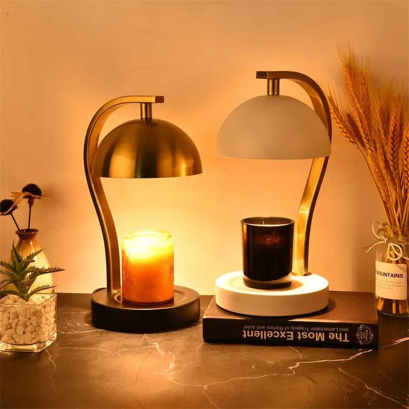 Golden Curved Bar Stand Retro Candle Warmer -