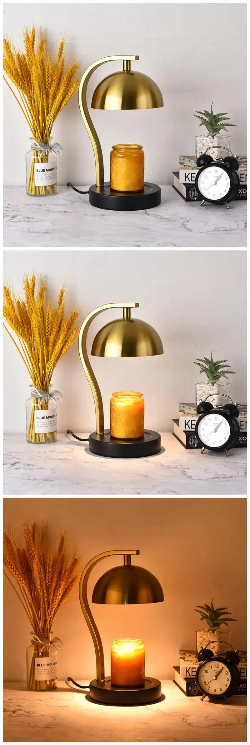 Golden Curved Bar Stand Retro Candle Warmer -