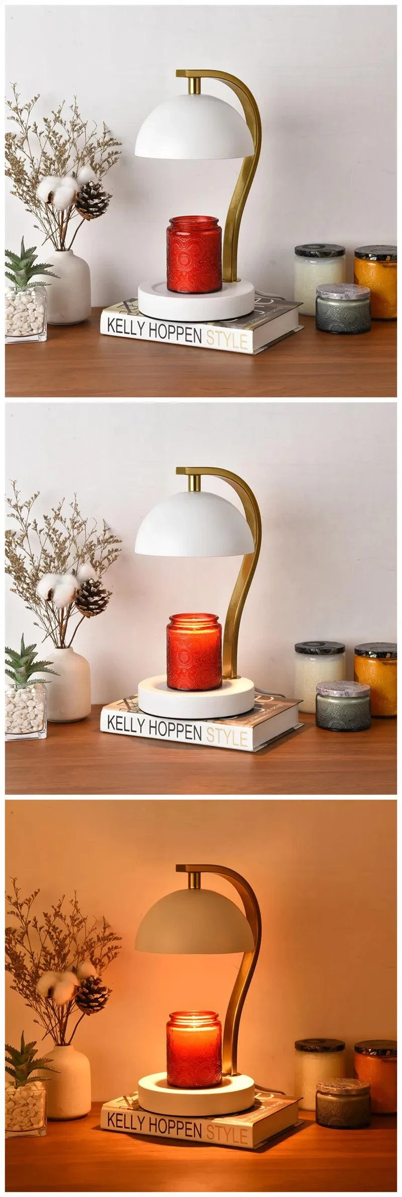 Golden Curved Bar Stand Retro Candle Warmer -