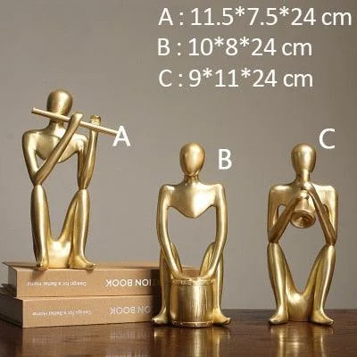 Golden Family Abstract Resin Sculptures and Statues Miniature Figurines -