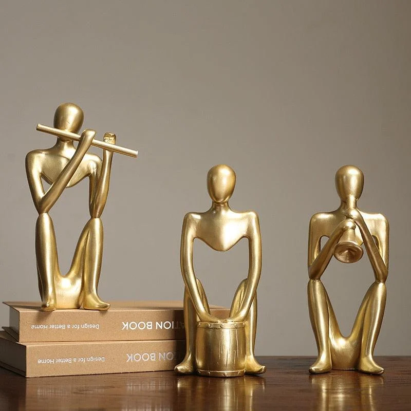 Golden Family Abstract Resin Sculptures and Statues Miniature Figurines -