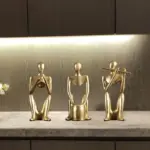 Golden Family Abstract Resin Sculptures and Statues Miniature Figurines