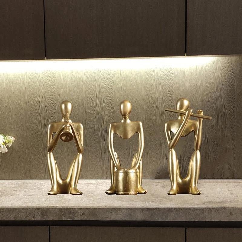 Golden Family Abstract Resin Sculptures and Statues Miniature Figurines -