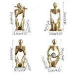 Golden Family Abstract Resin Sculptures and Statues Miniature Figurines