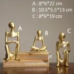 Golden Family Abstract Resin Sculptures and Statues Miniature Figurines