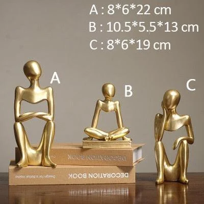 Golden Family Abstract Resin Sculptures and Statues Miniature Figurines -