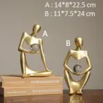 Golden Family Abstract Resin Sculptures and Statues Miniature Figurines