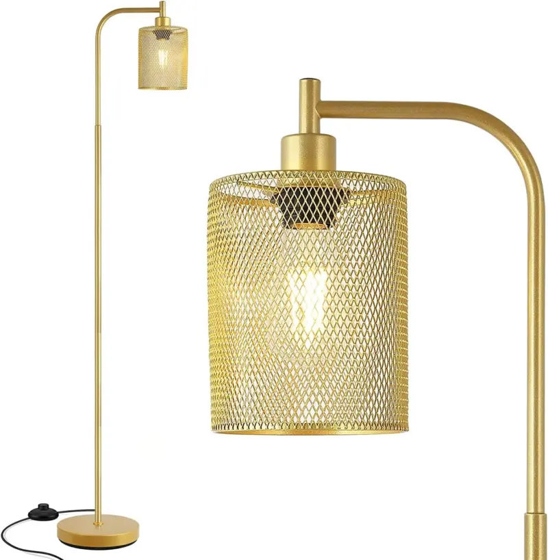 Golden Floor Lamp with Industrial Style tag1