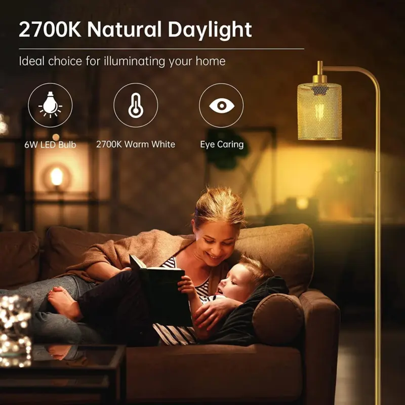 Golden Floor Lamp with Industrial Style tag1