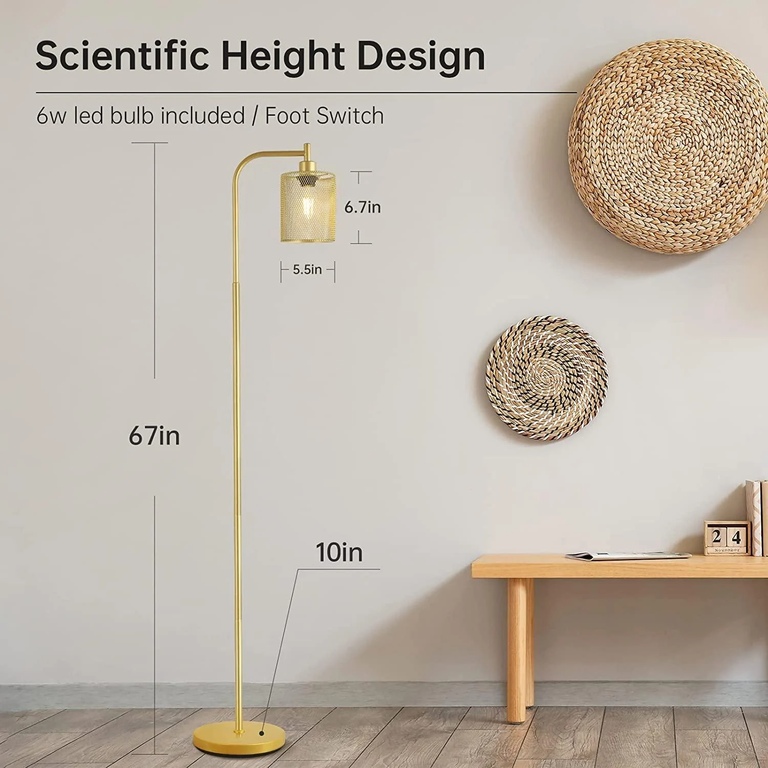 Golden Floor Lamp with Industrial Style -  - #tag1#