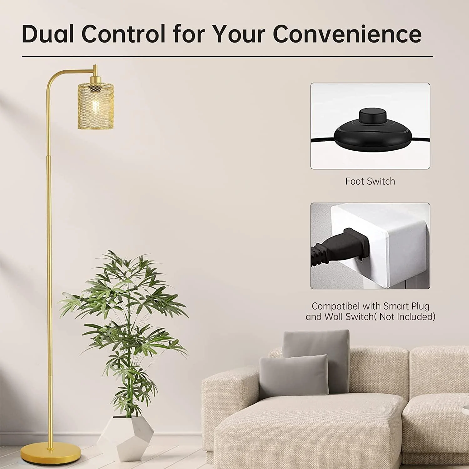Golden Floor Lamp with Industrial Style -  - #tag1#