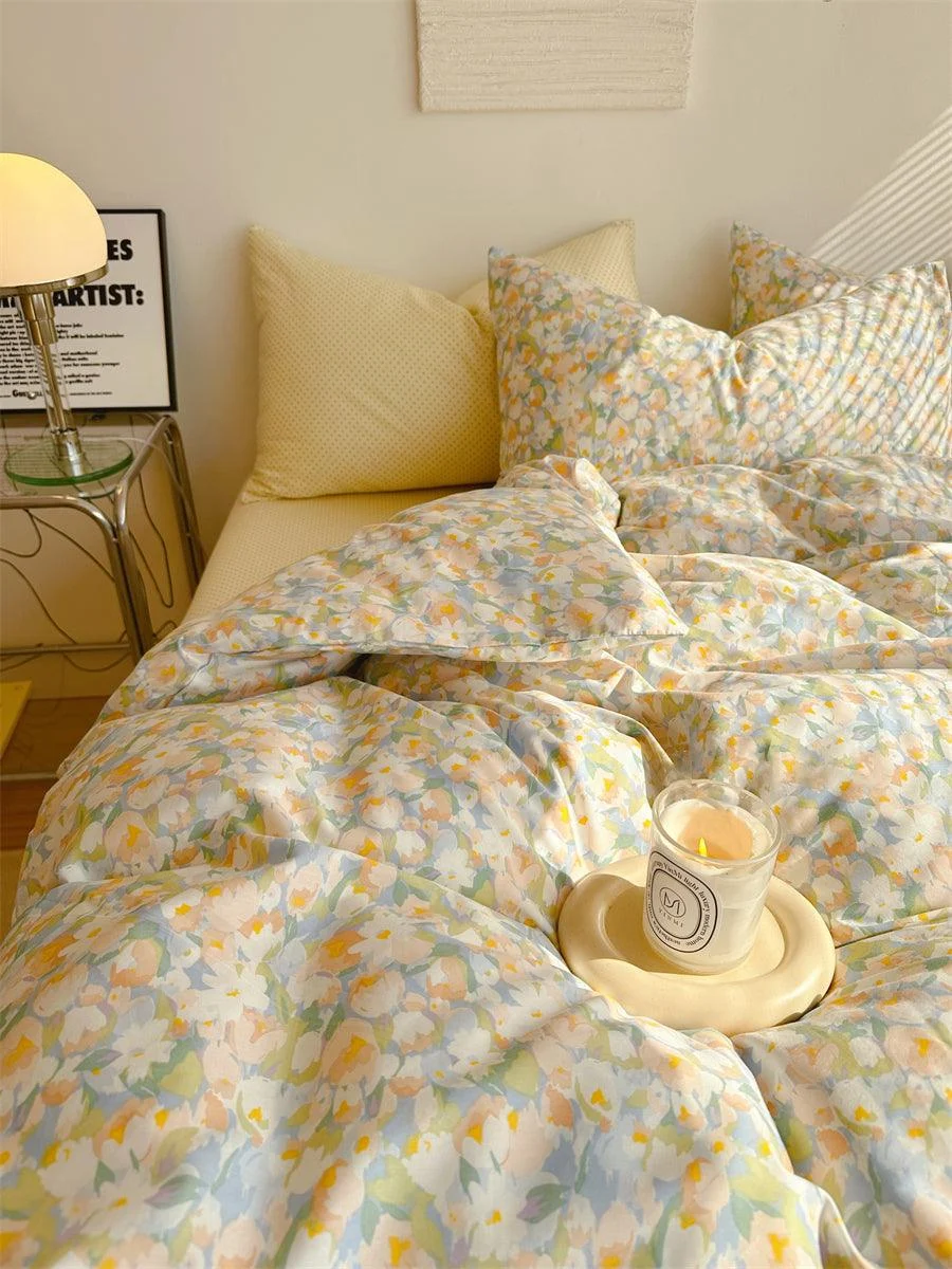 Golden Hour Floral Oil Painting Bedding Set -  - #tag1#