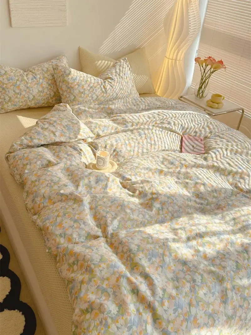 Golden Hour Floral Oil Painting Bedding Set tag1