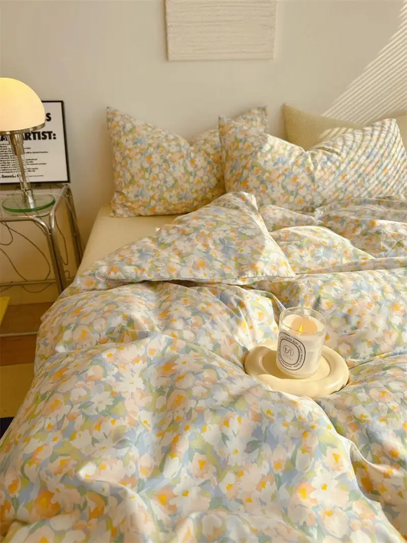 Golden Hour Floral Oil Painting Bedding Set tag1