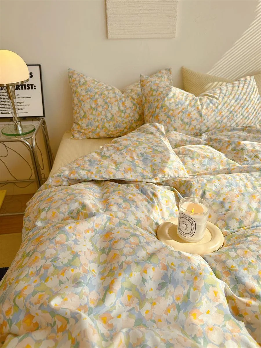 Golden Hour Floral Oil Painting Bedding Set -  - #tag1#