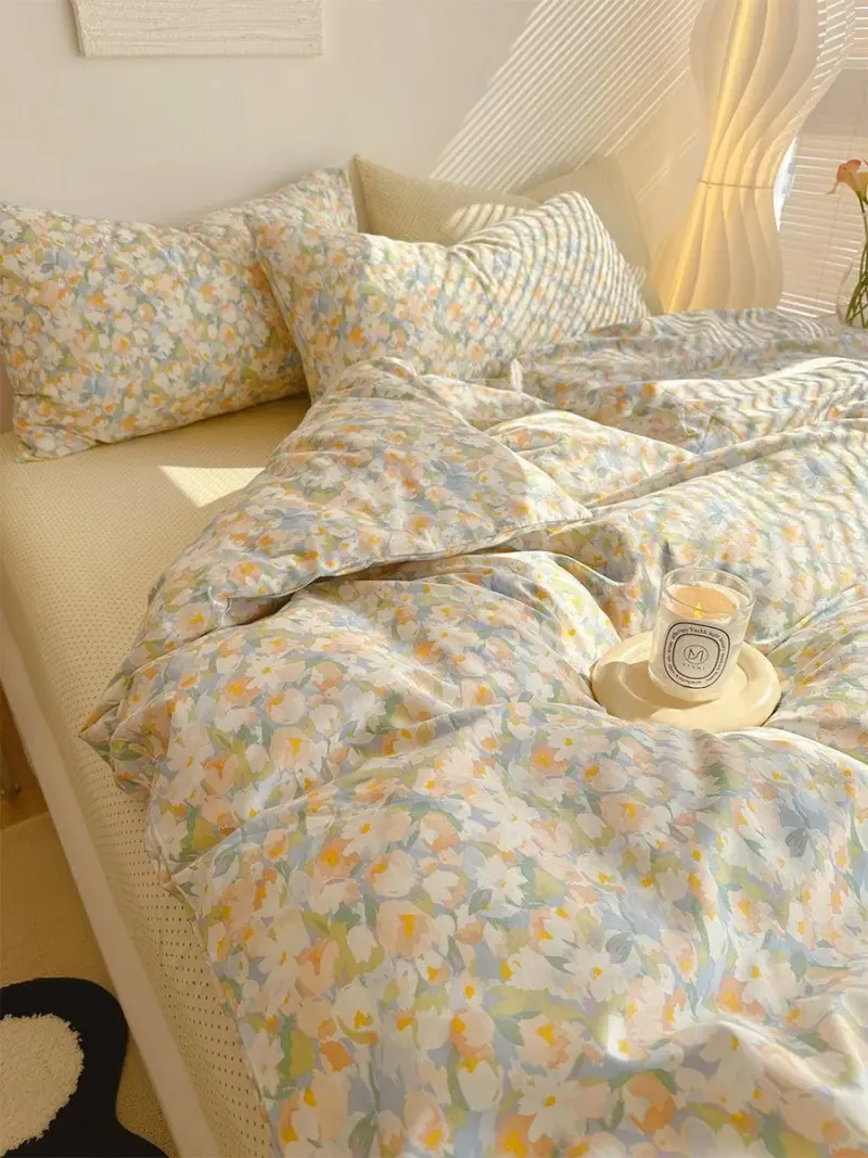 Golden Hour Floral Oil Painting Bedding Set tag1