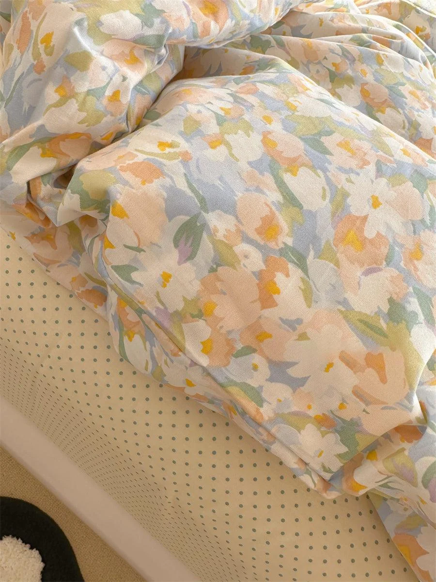 Golden Hour Floral Oil Painting Bedding Set -  - #tag1#