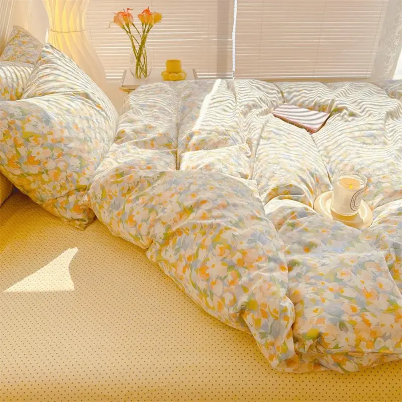Golden Hour Floral Oil Painting Bedding Set tag1