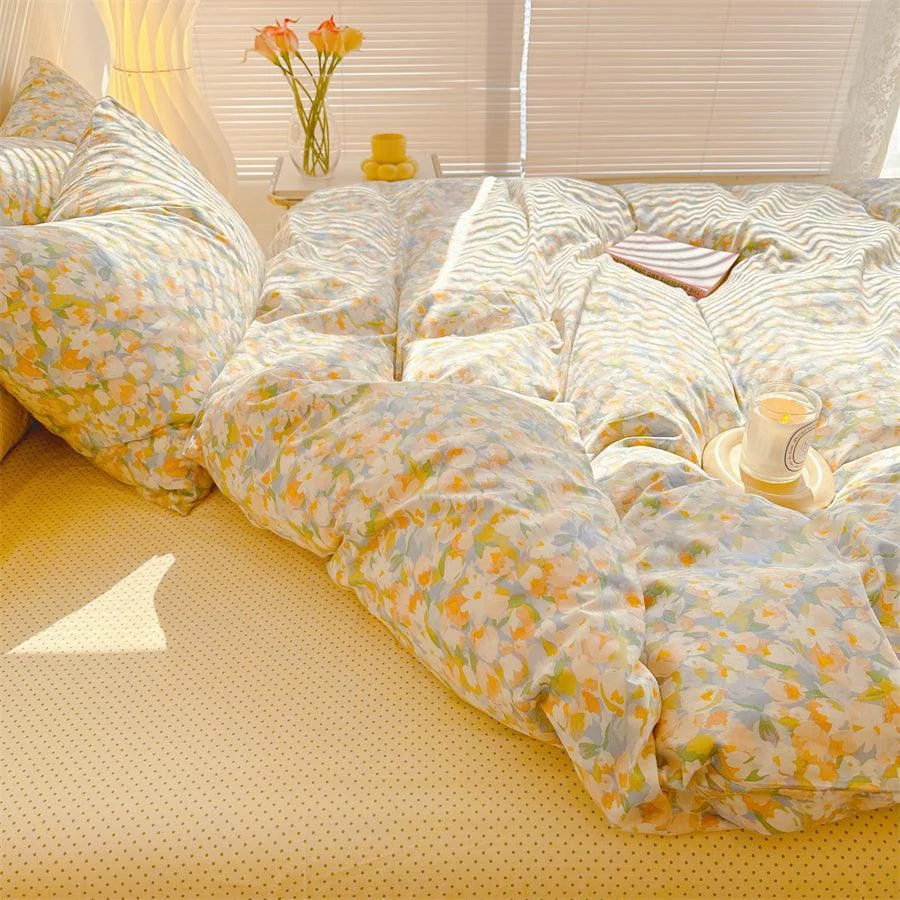 Golden Hour Floral Oil Painting Bedding Set -  - #tag1#