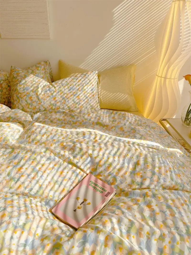 Golden Hour Floral Oil Painting Bedding Set tag1