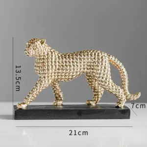 Golden Leopard Cheetah Statue Resin