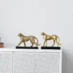 Golden Leopard Cheetah Statue Resin