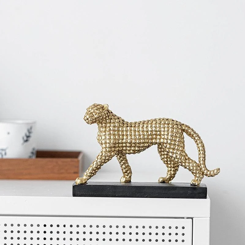 Golden Leopard Cheetah  Statue Resin -