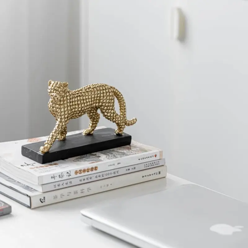 Golden Leopard Cheetah Statue Resin