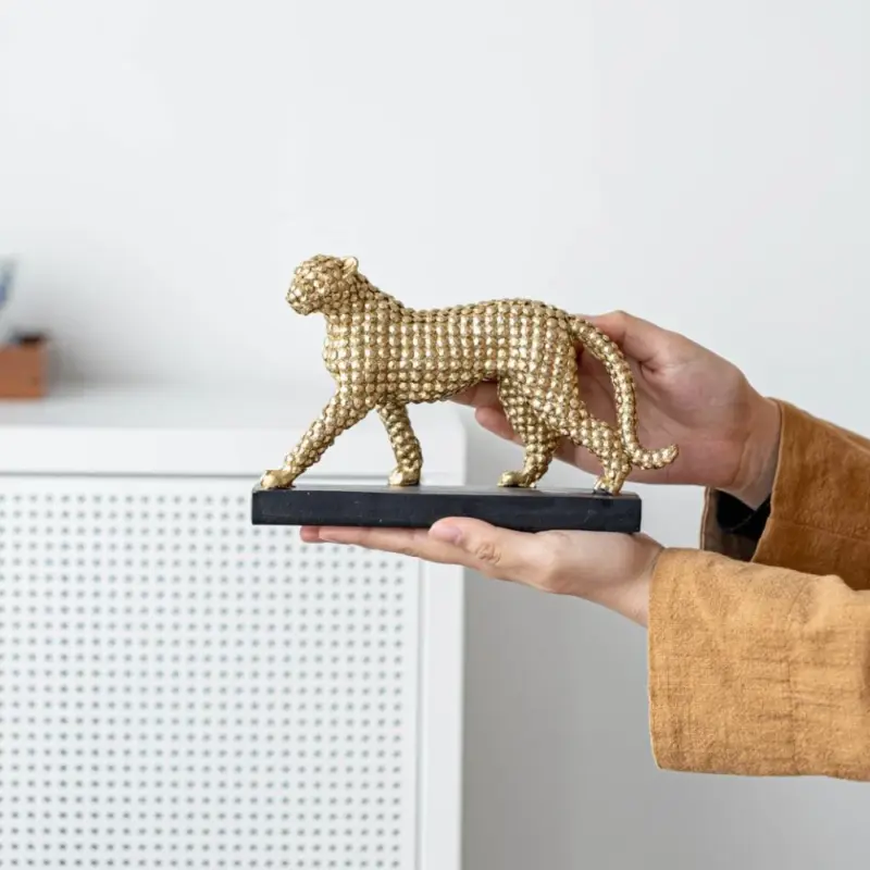 Golden Leopard Cheetah Statue Resin