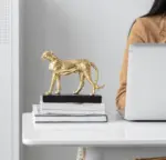 Golden Leopard Cheetah Statue Resin