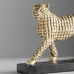 Golden Leopard Cheetah Statue Resin