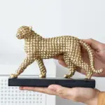 Golden Leopard Cheetah Statue Resin