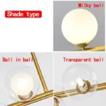 Golden Lighting Nordic Contemporary Pendant Glass Chandelier Hanging Lamp Dining Decor