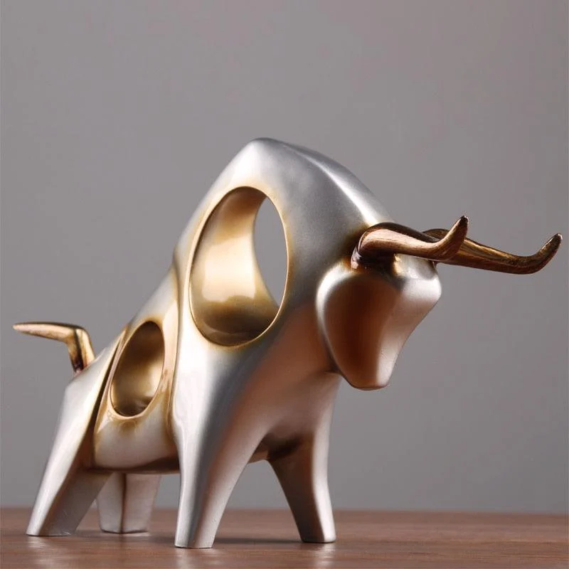 Golden Silver Bull Craft Sculptures and Statues Decor living room -