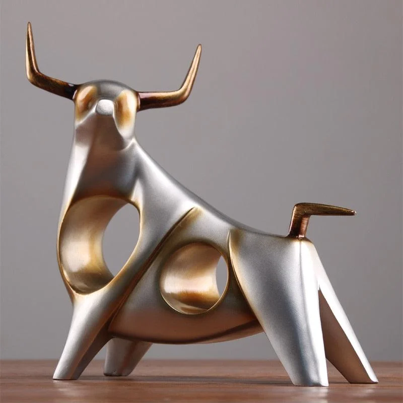 Golden Silver Bull Craft Sculptures and Statues Decor living room -