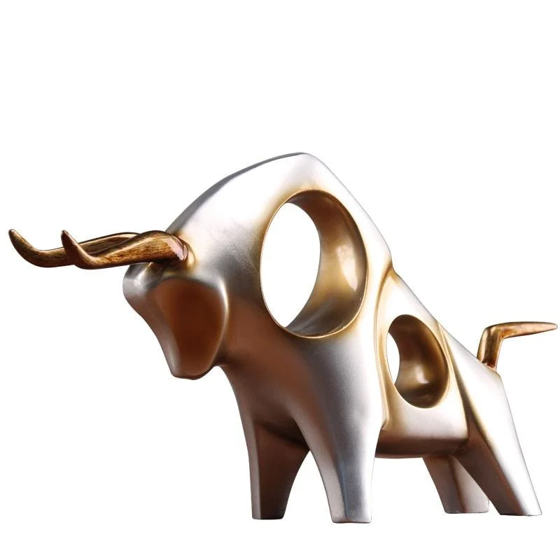 Golden Silver Bull Craft Sculptures and Statues Decor living room -