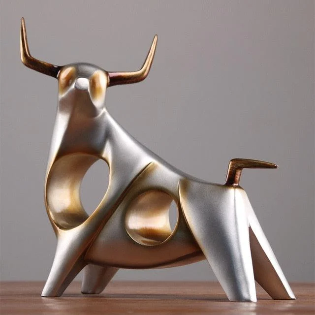 Golden Silver Bull Craft Sculptures and Statues Decor living room -