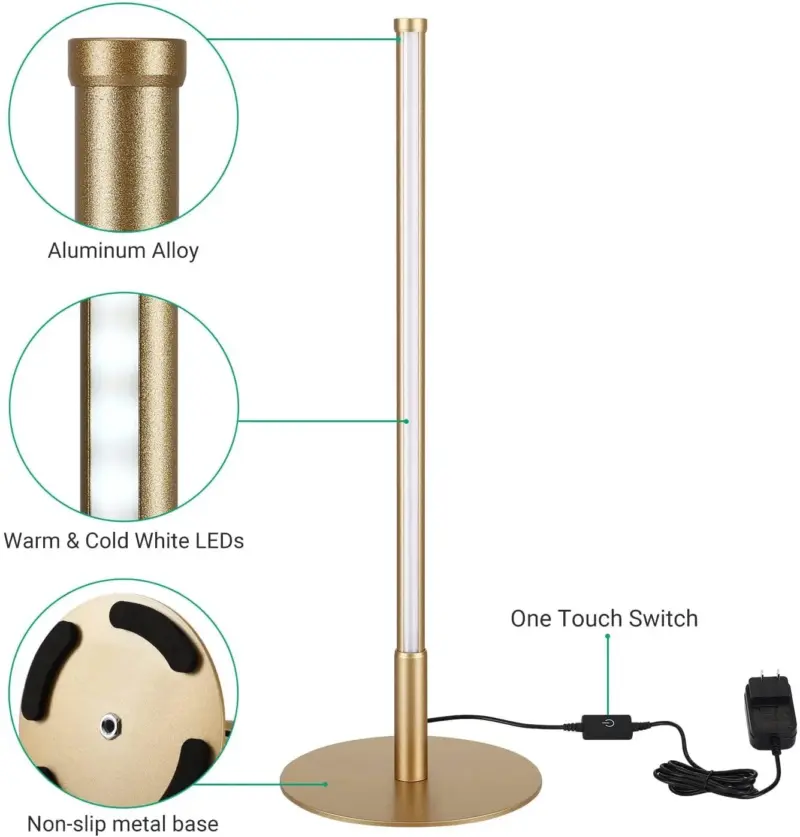 Golden Table Lamp with Minimalist Design tag1