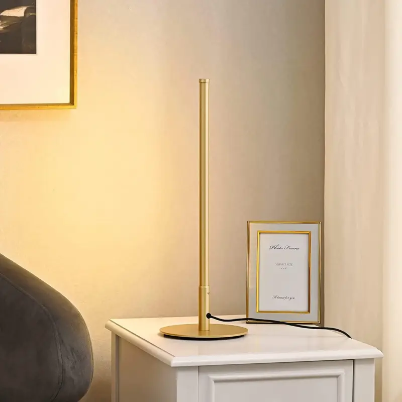 Golden Table Lamp with Minimalist Design tag1