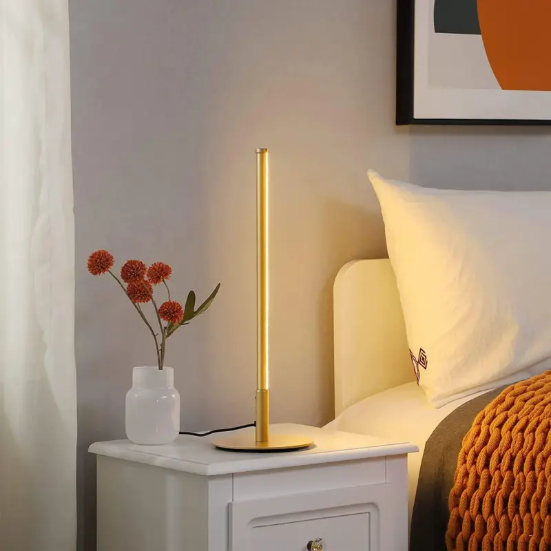 Golden Table Lamp with Minimalist Design tag1