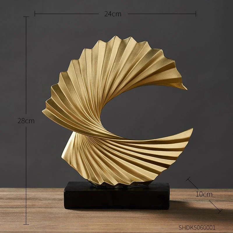 Golden White Twisted Abstract Statue -