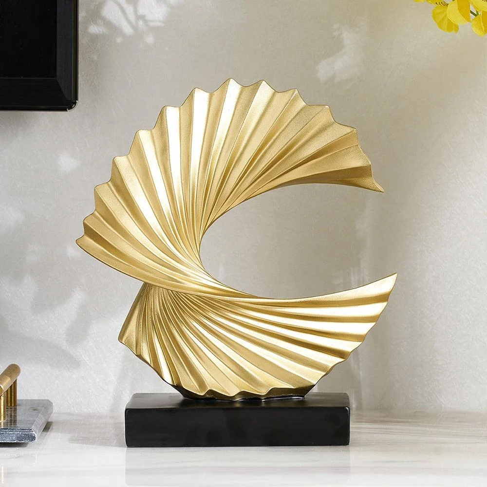 Golden White Twisted Abstract Statue -