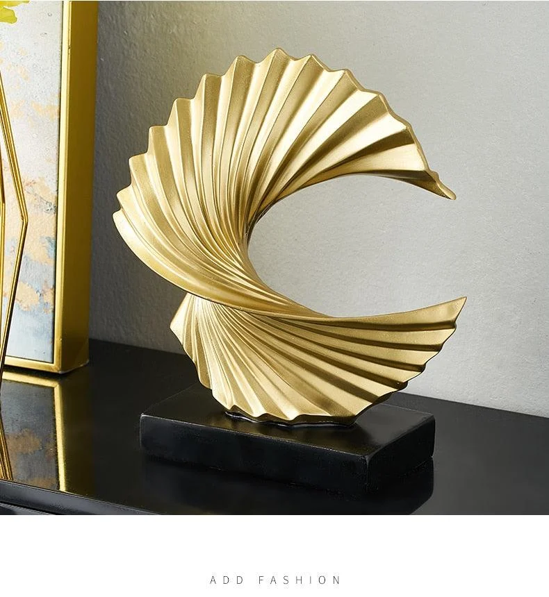 Golden White Twisted Abstract Statue -