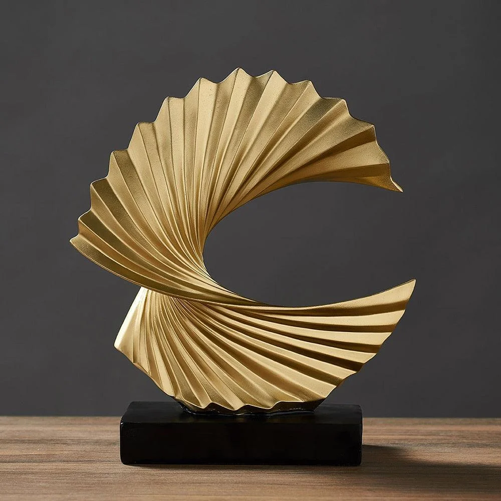 Golden White Twisted Abstract Statue -