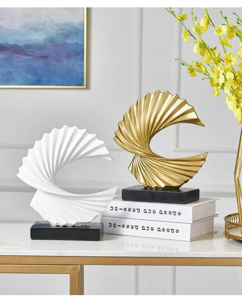 Golden White Twisted Abstract Statue -