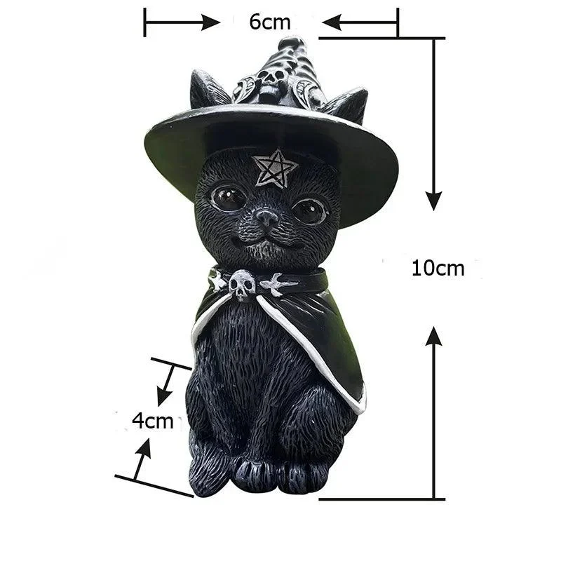 Gothic Cat Statue: Halloween Magic Decor Craft -